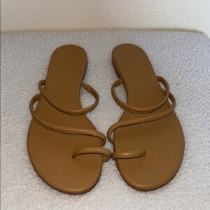 Reformation Tan Sandals Minimalist Flat Design